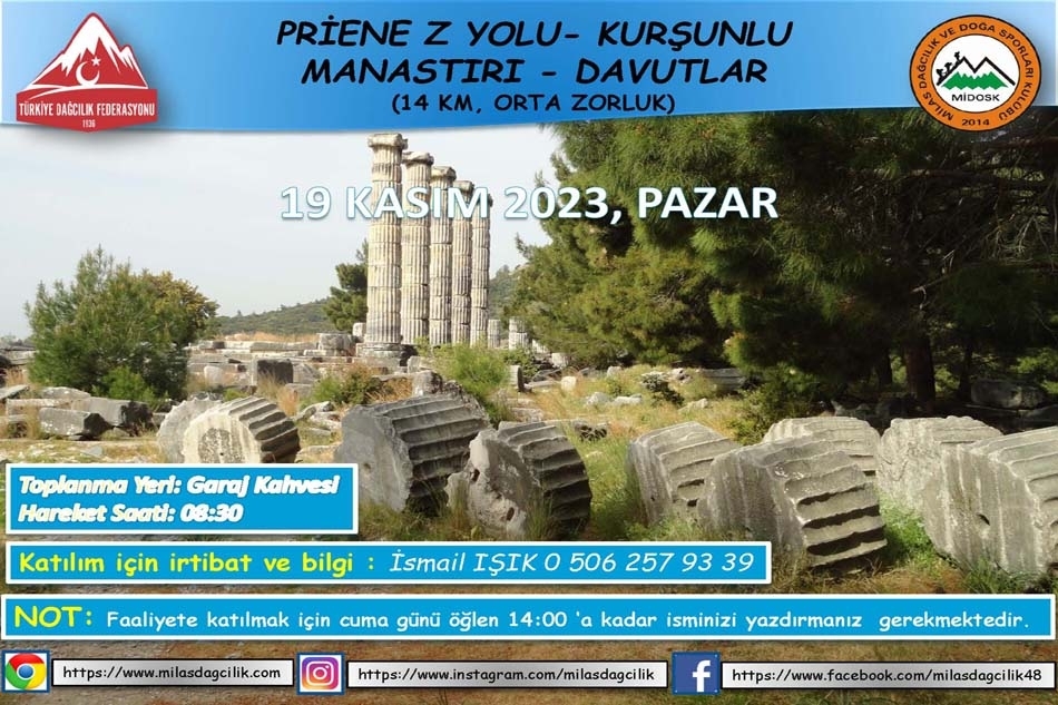 Priene Z Yolu - Kurşunlu Manastırı - Davutlar